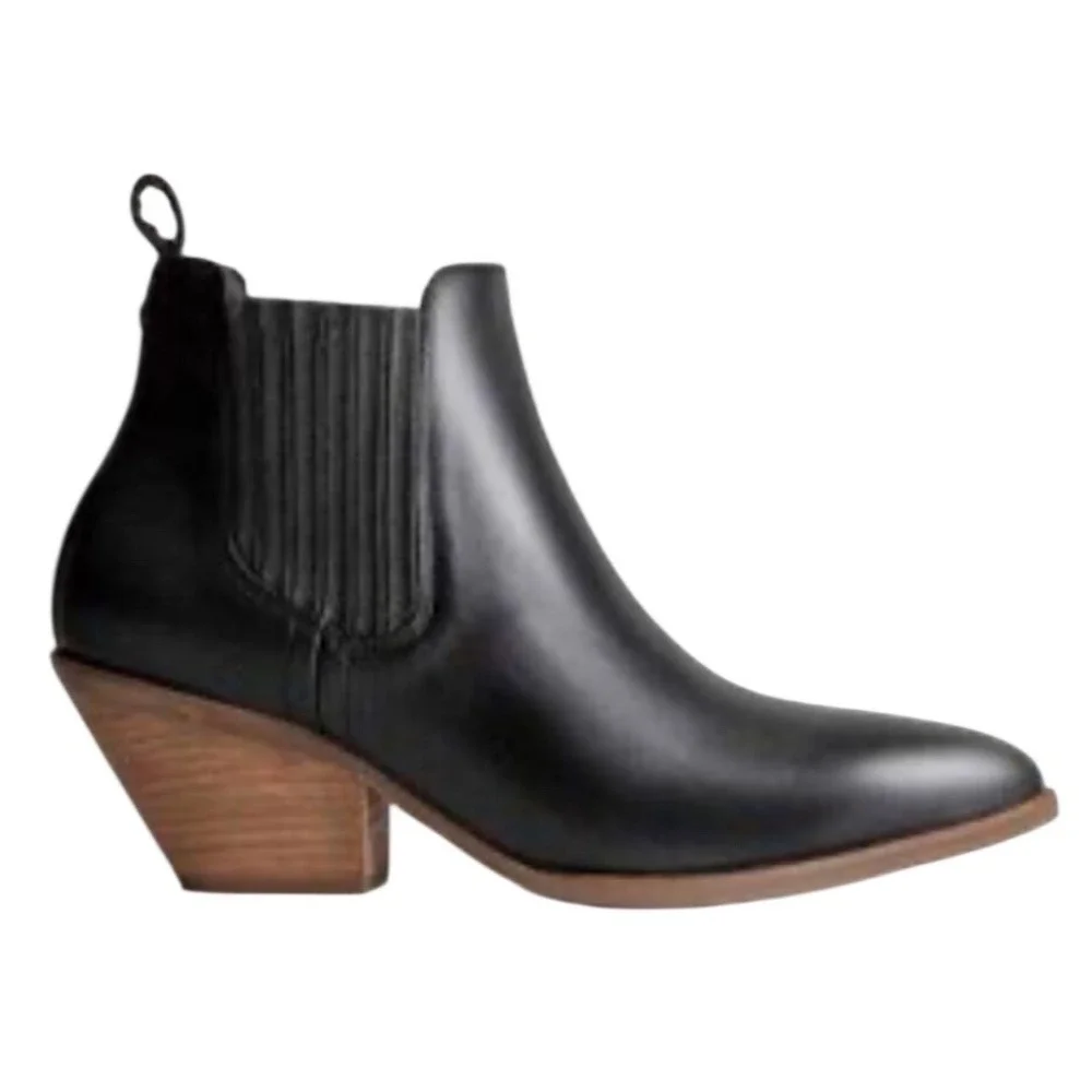 Patina Portland Leather Dakota Chelsea Ankle Boots Black Leather‎ Western W 6.5